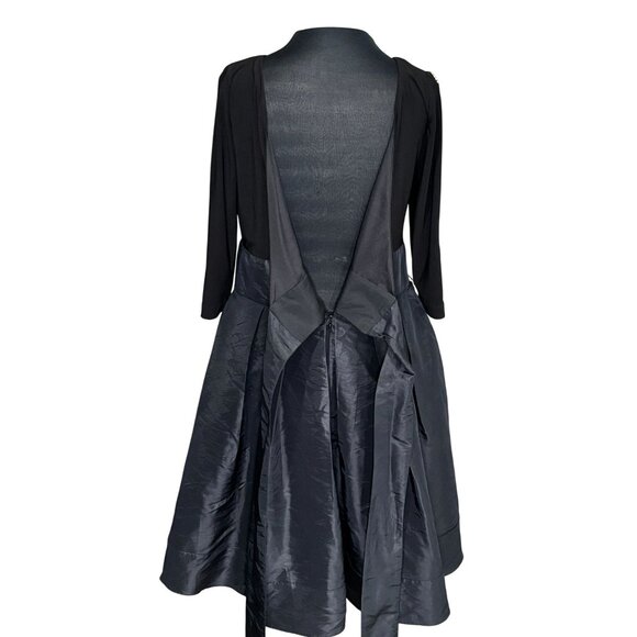 Simply Liliana Black Dress W/ Satin Skirt & Beaded Sleeve Detail Size 10 Womens - Picture 2 of 11